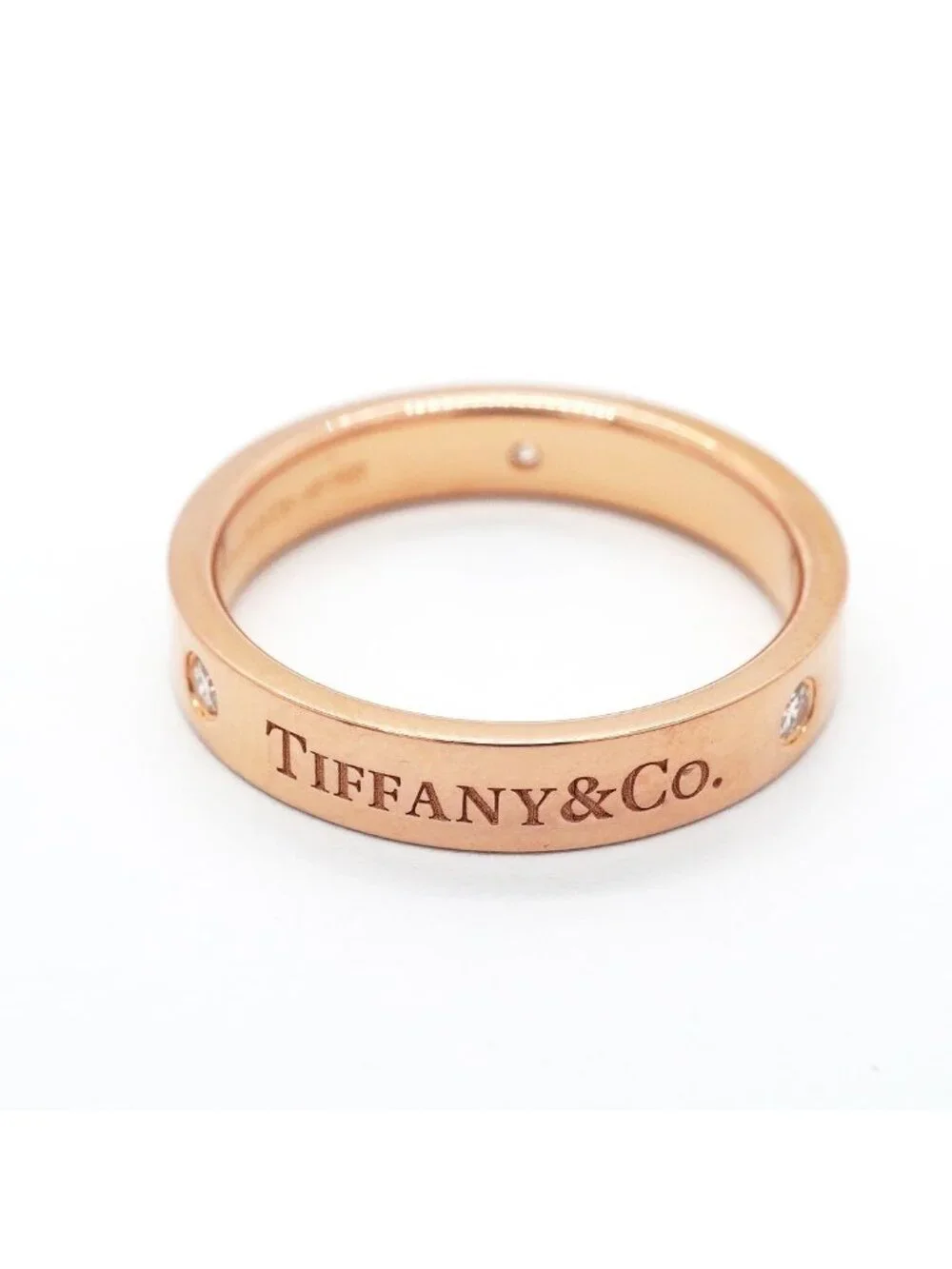 Tiffany & Co Ring Flat Band 18k Pink Gold Diamond